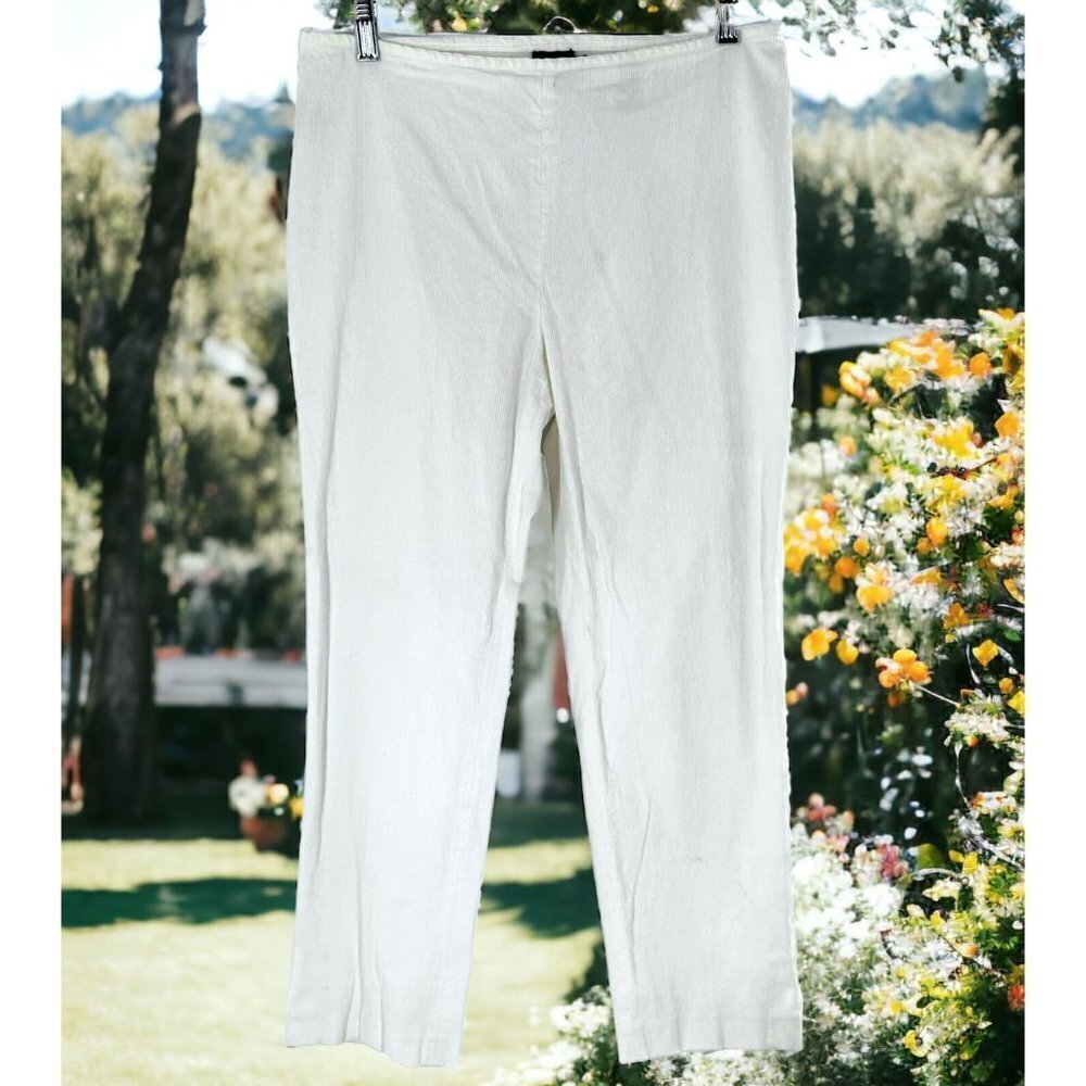 Moncler White Textured Stretch Cotton Tapered Ankle Pants Size 46
